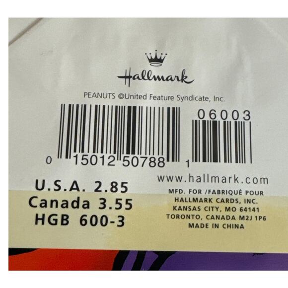 Halloween Peanuts Hallmark UFS Snoopy gift bag vintage unused - Picture 3 of 7